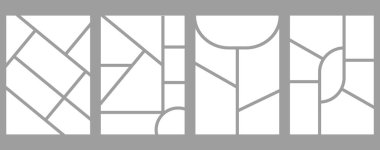 Bir dizi şablon minimalist geometrik fotoğraf çerçeveleri. Ruh hali tahtası ya da resim çizimi. Basit moda geometrik tasarım