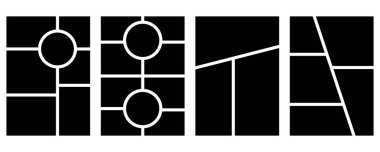Bir dizi şablon minimalist geometrik fotoğraf çerçeveleri. Ruh hali tahtası ya da resim çizimi. Basit moda geometrik tasarım