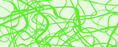 El çizimi eğrilerle soyut arkaplan. Farklı kalınlıkta kavisli mürekkep darbeleri. Dalgalı minimalist şablon.