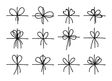 Tebeşir desenli kurdele yayları. Paket ya da mektup için düğümlenmemiş. Zarif asgari biçim