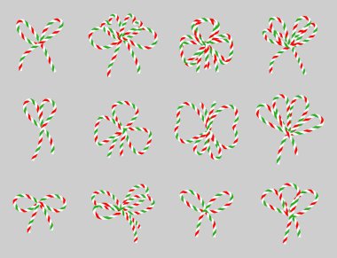 Pamuk, kırmızı, beyaz, yeşil şerit fiyonklar. Paket ya da mektup için düğümlenmemiş. Yeni yıl ve Noel için zarif asgari stil hediye paketi