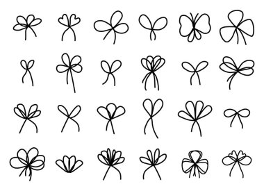 Bir çift basit siyah fiyonk. Paket ya da harf için ipe takılmış zarif hediye kurdelesi. Asgari çizgi vuruş biçimi