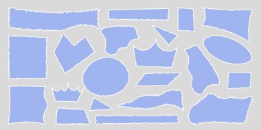 Sivri uçlu yırtık kağıt çarşaflar. Kağıt kırıntıları. Farklı şekillerde parçalanmış materyal.