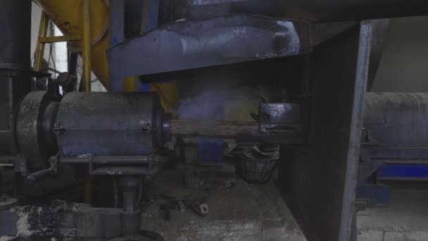 ブリケット生産工場 圧縮された粉塵からの燃料の生産 燃料の賄賂を作成するプロセス — ストック動画