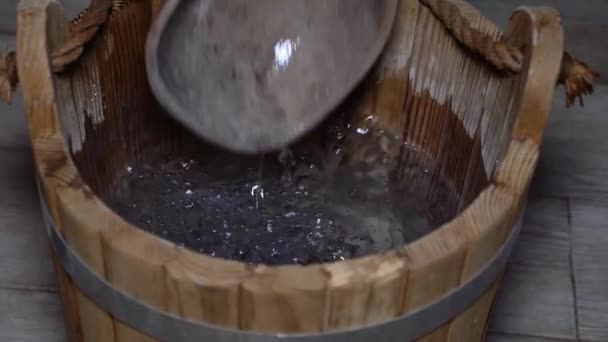 Finse Houtgestookte Sauna Houten Saunainterieur — Stockvideo
