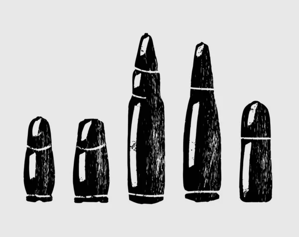 弾丸彫刻 インクスタイルセット 白の背景に隔離されたロゴ — ストックベクタ