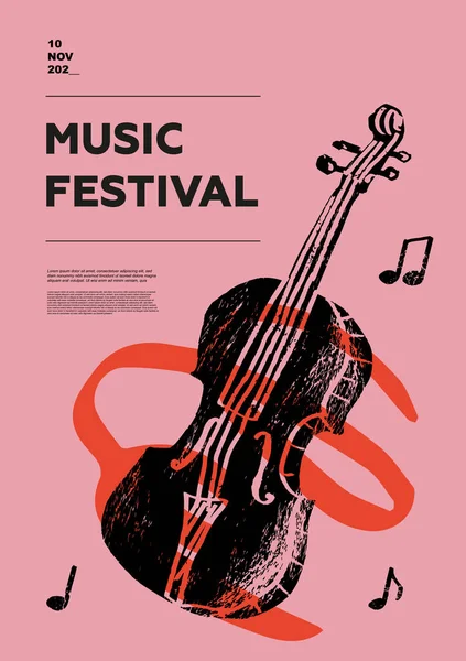 Viool Viool Altviool Altviool Mensen Muziekfestival Poster Snaren Muziekinstrumenten Wedstrijd — Stockvector