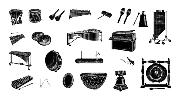 打楽器 ノイズ楽器のコレクション — ストックベクタ