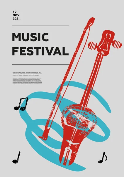 Kobyz Millet Müzik Festivali Posteri Telli Müzik Aletleri Rekabet Bir — Stok Vektör