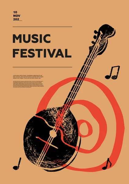 Domra Mensen Muziekfestival Poster Snaren Muziekinstrumenten Wedstrijd Een Set Vectorafbeeldingen — Stockvector