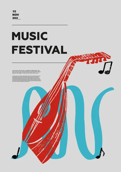 Kobza Millet Müzik Festivali Posteri Telli Müzik Aletleri Rekabet Bir — Stok Vektör