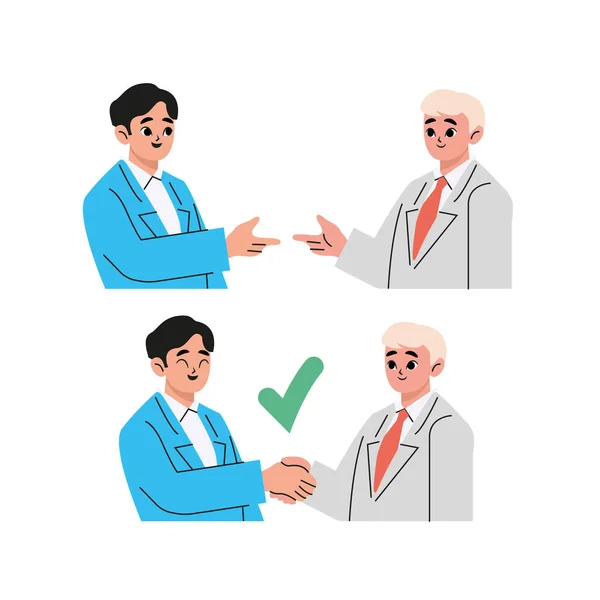 Business Person Shaking Hands Business Partners Trendy Creative Office Worker — Vettoriale Stock