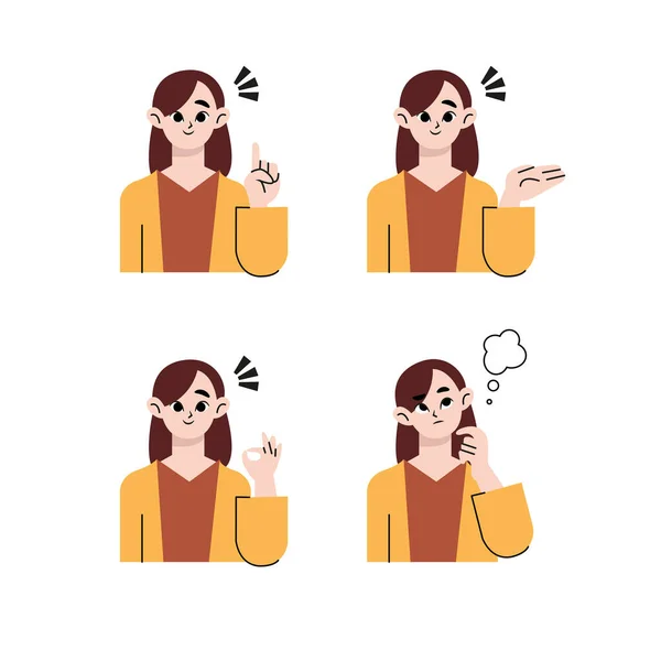 Female Facial Expression Pattern Set Material Flat Drawn Style Vector — Vector de stock