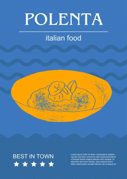 Illustration Vectorielle Set Alimentaire Italien Polenta Gravée Paquet Plats Traditionnels Graphismes Vectoriels