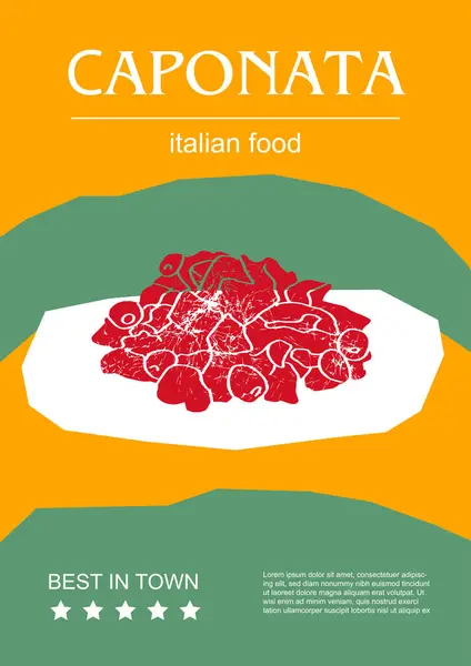 Illustration Vectorielle Set Alimentaire Italien Caponata Gravé Paquet Plats Traditionnels Illustrations De Stock Libres De Droits
