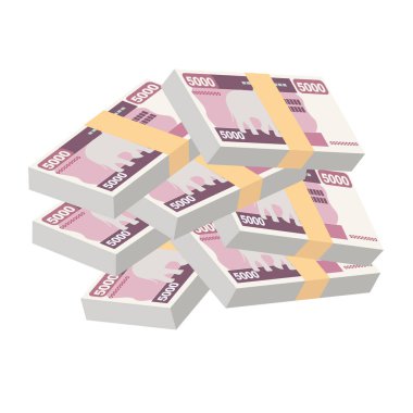 Myanmar Kyat Vector Illustration. Southeast Asian money set bundle banknotes. Paper money 5000 MMK. Flat style. Isolated on white background. Simple minimal design. clipart