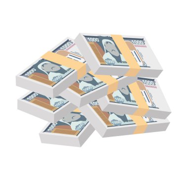 Mongolian Tugrik Vector Illustration. Mongolia money set bundle banknotes. Paper money 1000 MNT. Flat style. Isolated on white background. Simple minimal design. clipart