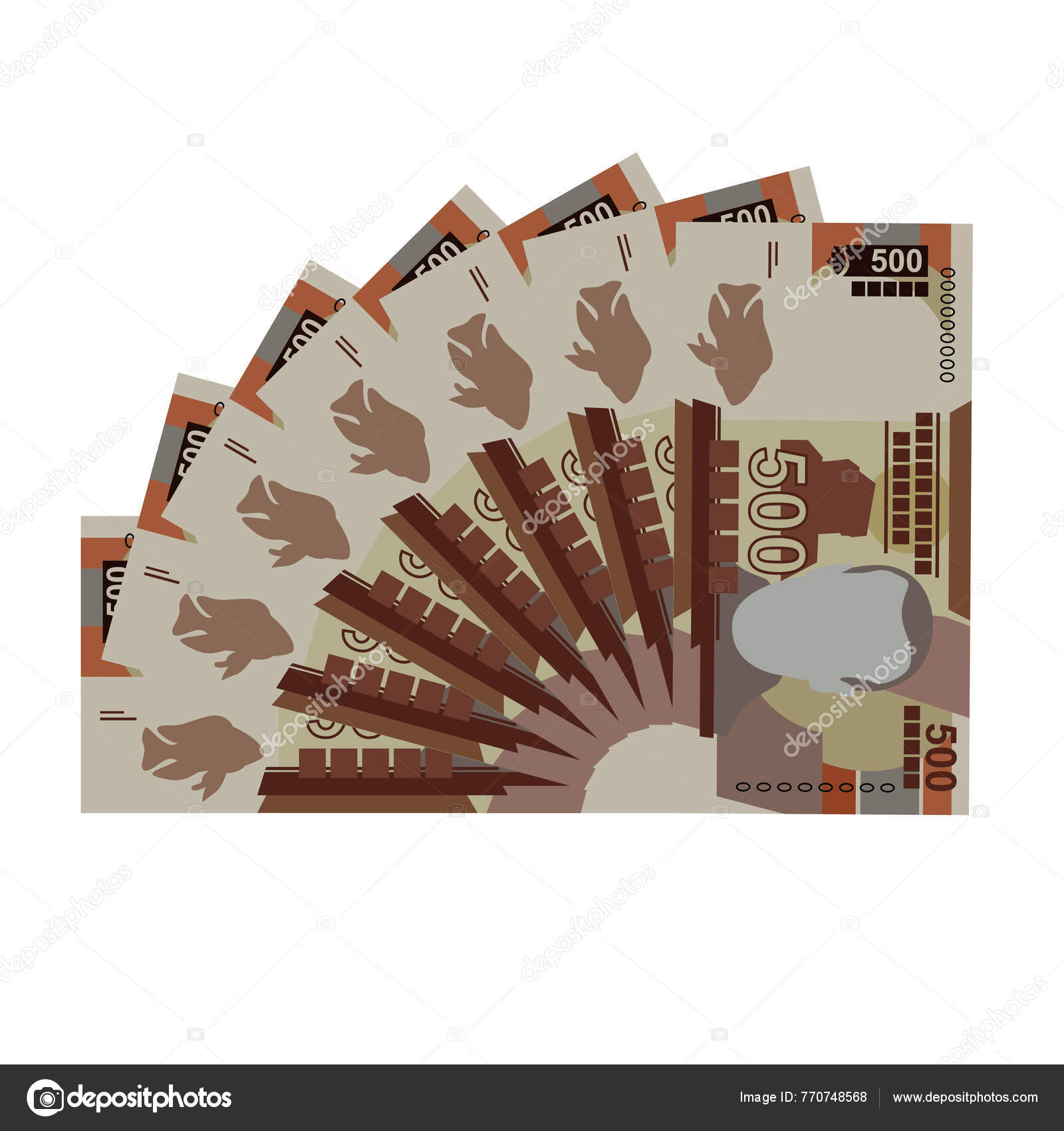 马拉维Kwacha Vector Illustration 马拉维的钱用来捆扎钞票纸币500兆瓦平淡的风格被白色背景隔离最简单的设计图库矢量图©Zhuna  770748568