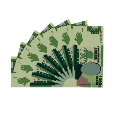 Malawi Kwacha Vektör İllüstrasyonu. Malawian parası tomarla para ayarladı. Kağıt para 1000 MWK. Düz stil. Beyaz arka planda izole edilmiş. Basit minimal tasarım.