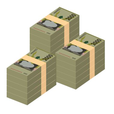 Malawi Kwacha Vektör İllüstrasyonu. Malawian parası tomarla para ayarladı. Kağıt parası 2000 MWK. Düz stil. Beyaz arka planda izole edilmiş. Basit minimal tasarım.