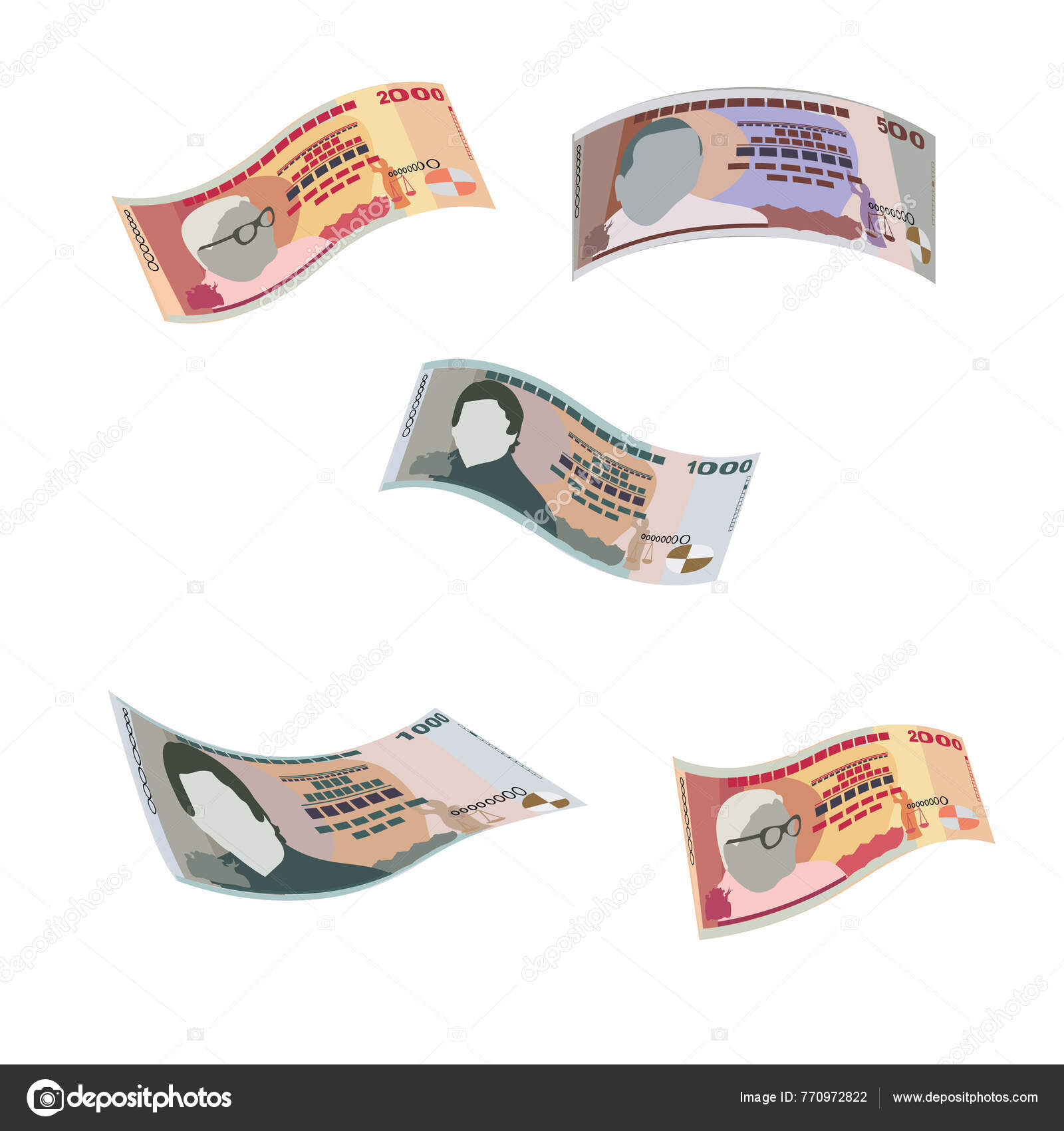 毛里求斯卢比病媒说明毛里求斯的货币组合捆扎钞票飞钱2000 1000 500卢比平淡的风格被白色背景隔离最简单的设计图库矢量图©Zhuna  770972822