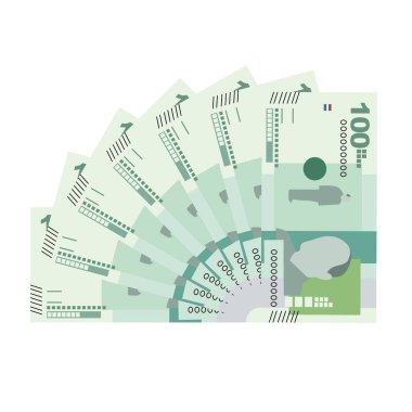 Kolombiyalı Peso Vector Illustration. Kolombiya, Venezuela, para demetleri. Kağıt para 100 polis. Düz stil. Beyaz arka planda izole edilmiş. Basit minimal tasarım.