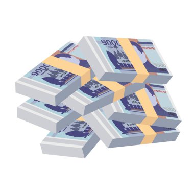 Kamboçya Riel Vektör İllüstrasyonu. Kamboçya parası tomarla para ayarladı. Kağıt para 5000 KHR. Düz stil. Beyaz arka planda izole edilmiş. Basit minimal tasarım.