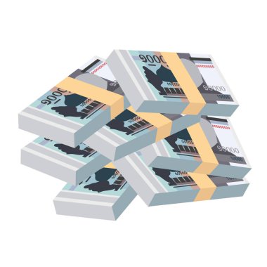 Kamboçya Riel Vektör İllüstrasyonu. Kamboçya parası tomarla para ayarladı. Kağıt para 10000 KHR. Düz stil. Beyaz arka planda izole edilmiş. Basit minimal tasarım.