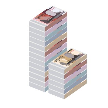 Kamboçya Riel Vektör İllüstrasyonu. Kamboçya parası tomarla para ayarladı. Kağıt para KHR. Düz stil. Beyaz arka planda izole edilmiş. Basit minimal tasarım.