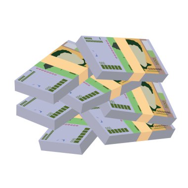 Cabo Verde Escudo Vektör İllüstrasyonu. Batı Afrika parası tomarla para biriktirdi. Kağıt para 500 CVE. Düz stil. Beyaz arka planda izole edilmiş. Basit minimal tasarım.