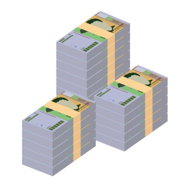 Cabo Verde Escudo Vektör İllüstrasyonu. Batı Afrika parası tomarla para biriktirdi. Kağıt para 500 CVE. Düz stil. Beyaz arka planda izole edilmiş. Basit minimal tasarım.