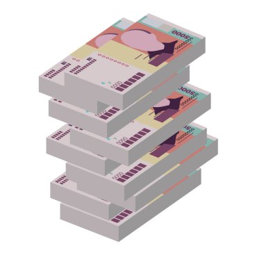 Cabo Verde Escudo Vektör İllüstrasyonu. Batı Afrika parası tomarla para biriktirdi. Kağıt para 5000 CVE. Düz stil. Beyaz arka planda izole edilmiş. Basit minimal tasarım.