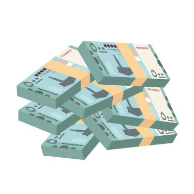 Yemen Rial Vektör İllüstrasyonu. Yemen parası tomarla para ayarladı. Kağıt para 500 Yer. Düz stil. Beyaz arka planda izole edilmiş. Basit minimal tasarım.