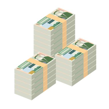 Ürdün Dinar Vektör İllüstrasyonu. Jordan, Batı Şeria 'nın parası tomarla para ayarladı. Kağıt para 1 JOD. Düz stil. Beyaz arka planda izole edilmiş. Basit minimal tasarım.