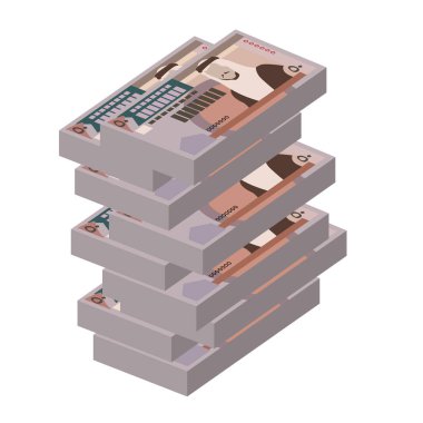 Ürdün Dinar Vektör İllüstrasyonu. Jordan, Batı Şeria 'nın parası tomarla para ayarladı. Kağıt para 50 JOD. Düz stil. Beyaz arka planda izole edilmiş. Basit minimal tasarım.