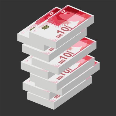 Yeni İsrail Sheqel Vektör İllüstrasyonu. Endonezya, Timor-Leste para demeti. Kağıt para 10 ILS. Düz stil. Beyaz arka planda izole edilmiş. Basit minimal tasarım.