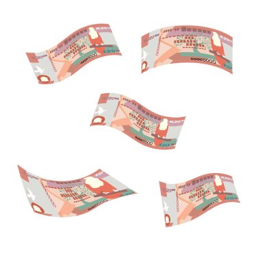 Zambian Kwacha Vektör İllüstrasyonu. Zimbabwe parası tomarla para ayarladı. Düşen, uçan para 20.000 ZMW. Düz stil. Beyaz arka planda izole edilmiş. Basit minimal tasarım.
