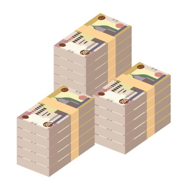 Mısır Pound Vector Illustration. Mısır, Gazze Şeridi, para demetleri. Kağıt para 200 EGP. Düz stil. Beyaz arka planda izole edilmiş. Basit minimal tasarım.