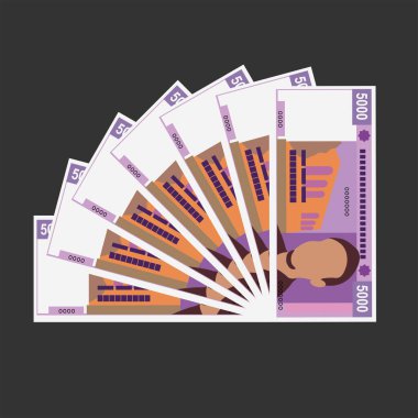 Djibouti Franc Vector Illustration. East African money set bundle banknotes. Paper money 5000 DJF. Flat style. Isolated on white background. Simple minimal design. clipart