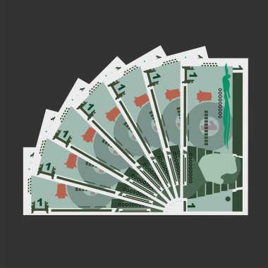 Guatemalan Quetzal Vector Illustration. Guatemala money set bundle banknotes. Paper money 1 GTQ. Flat style. Isolated on white background. Simple minimal design. clipart