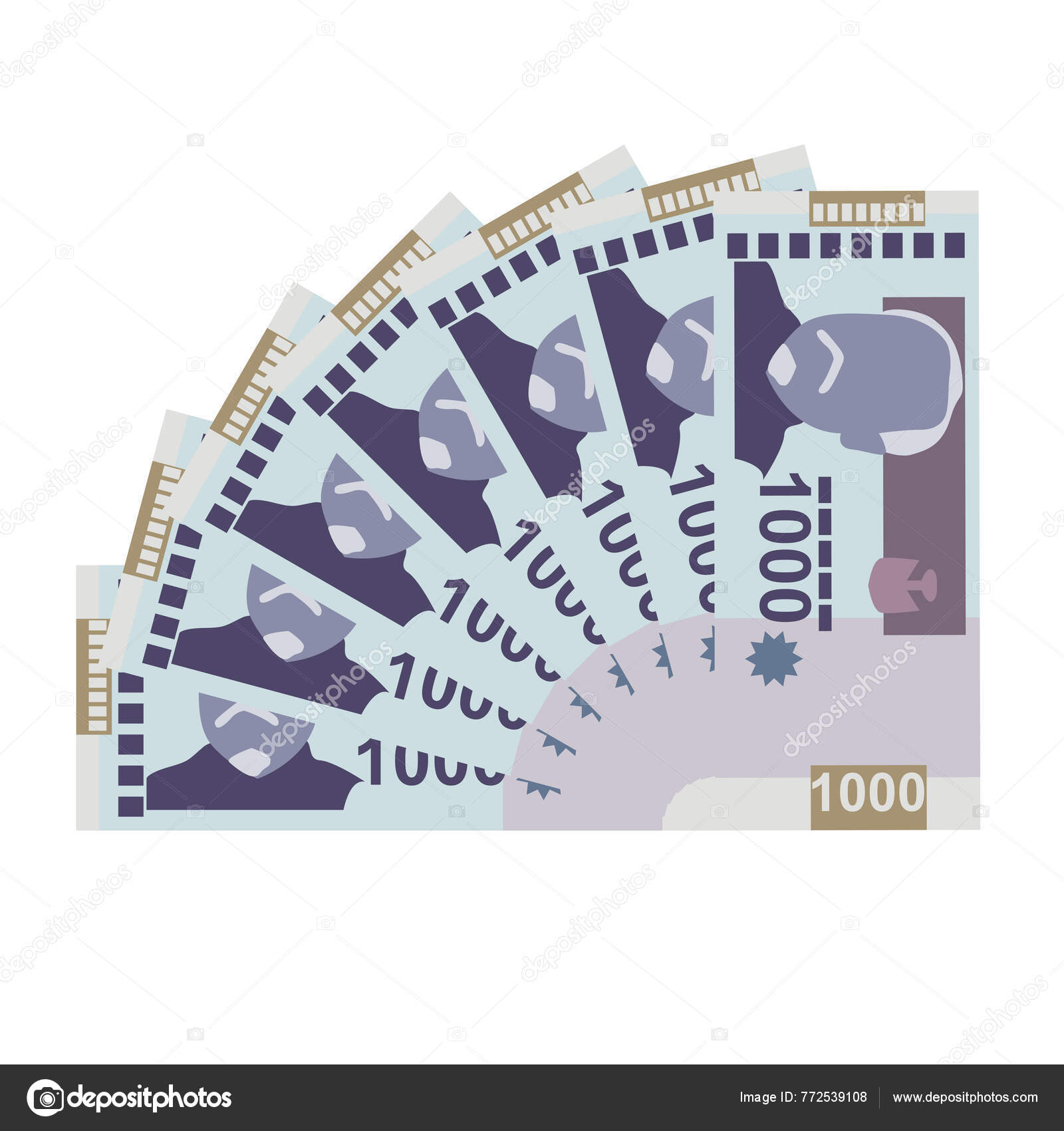 海地Gourde矢量图解海地货币包扎钞票纸钞1000 Htg平淡的风格被白色背景隔离最简单的设计图库矢量图©Zhuna 772539108