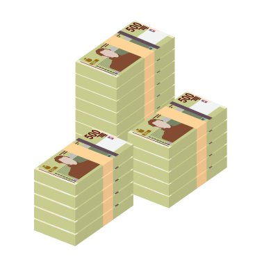 Haitian Gourde Vector Illustration. Haitian money set bundle banknotes. Paper money 500 HTG. Flat style. Isolated on white background. Simple minimal design. clipart