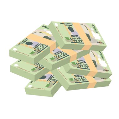 Vietnam Dong Vector Illustration. Vietnamese money set bundle banknotes. Paper money 100000 VND. Flat style. Isolated on white background. Simple minimal design. clipart