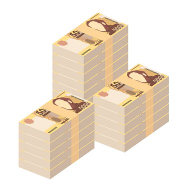 Macar Forint Vector Illustration. Macaristan 'ın parası tomarla para biriktirdi. Kağıt para 5000 HUF. Düz stil. Beyaz arka planda izole edilmiş. Basit minimal tasarım.