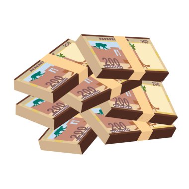 Bolivya Boliviano Vektör İllüstrasyonu. Bolivya parası tomarla para ayarladı. Kağıt para 200 bob. Düz stil. Beyaz arka planda izole edilmiş. Basit minimal tasarım.