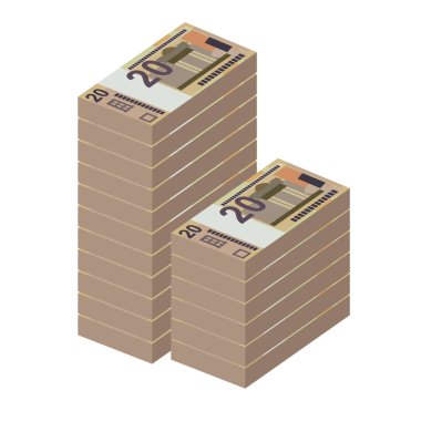Belarus Ruble Vektör İllüstrasyonu. Belarus parası tomarla para ayarladı. Kağıt para. 20 yen. Düz stil. Beyaz arka planda izole edilmiş. Basit minimal tasarım.