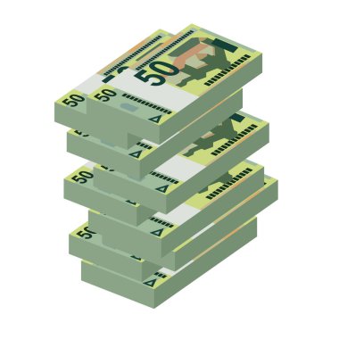 Belarus Ruble Vektör İllüstrasyonu. Belarus parası tomarla para ayarladı. Kağıt para 50 yen. Düz stil. Beyaz arka planda izole edilmiş. Basit minimal tasarım.