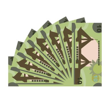 Bahraini Dinar Vector Illustration. Bahrain money set bundle banknotes. Paper money 10 BHD. Flat style. Isolated on white background. Simple minimal design. clipart