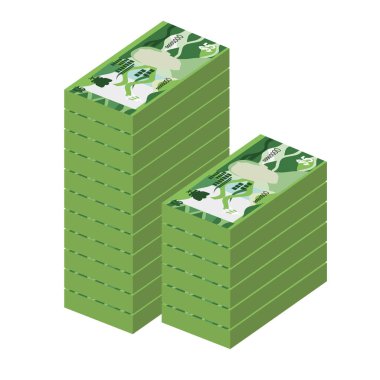 Barbados Dolar Vektör İllüstrasyonu. Barbadoslu para demet banknotlar ayarladı. Kağıt para 5 BBD. Düz stil. Beyaz arka planda izole edilmiş. Basit minimal tasarım.