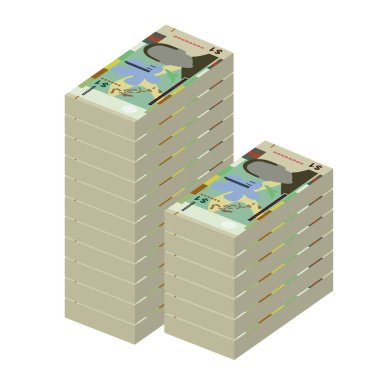 Bahama Doları Vektör İllüstrasyonu. Bahamalar 'ın parası tomarla banknot hazırladı. Kağıt para 1 BSD. Düz stil. Beyaz arka planda izole edilmiş. Basit minimal tasarım.